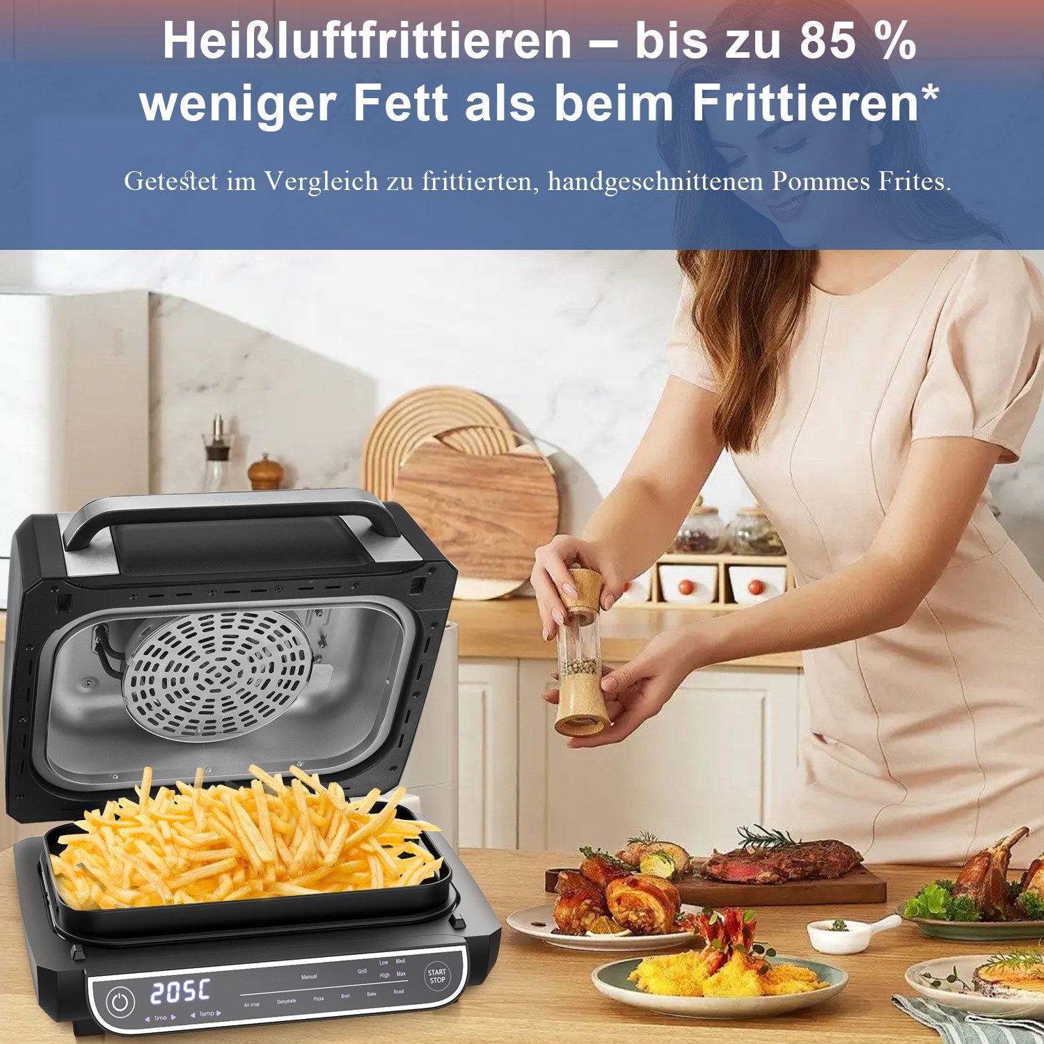 OYAJIA Heißluftfritteuse & Elektrogrill 2in1