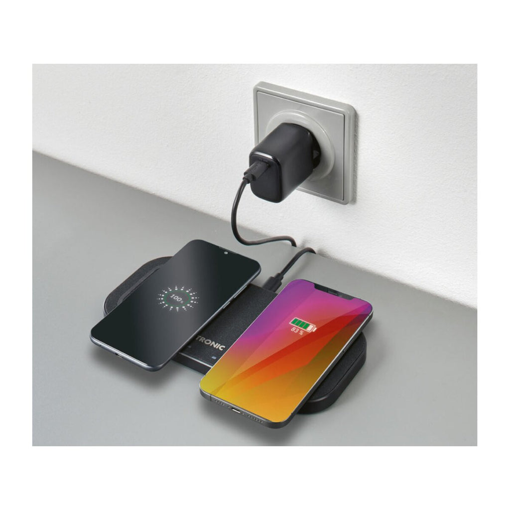 TRONIC® Ladepad QI Dual, mit Metallrahmen, inkl. 30 W Netzteil (schwarz) - Image 3
