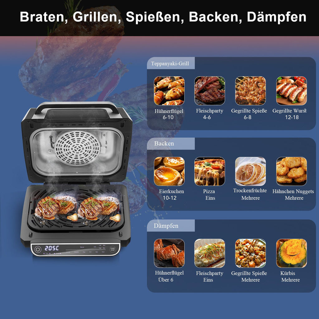OYAJIA Heißluftfritteuse & Elektrogrill 2in1