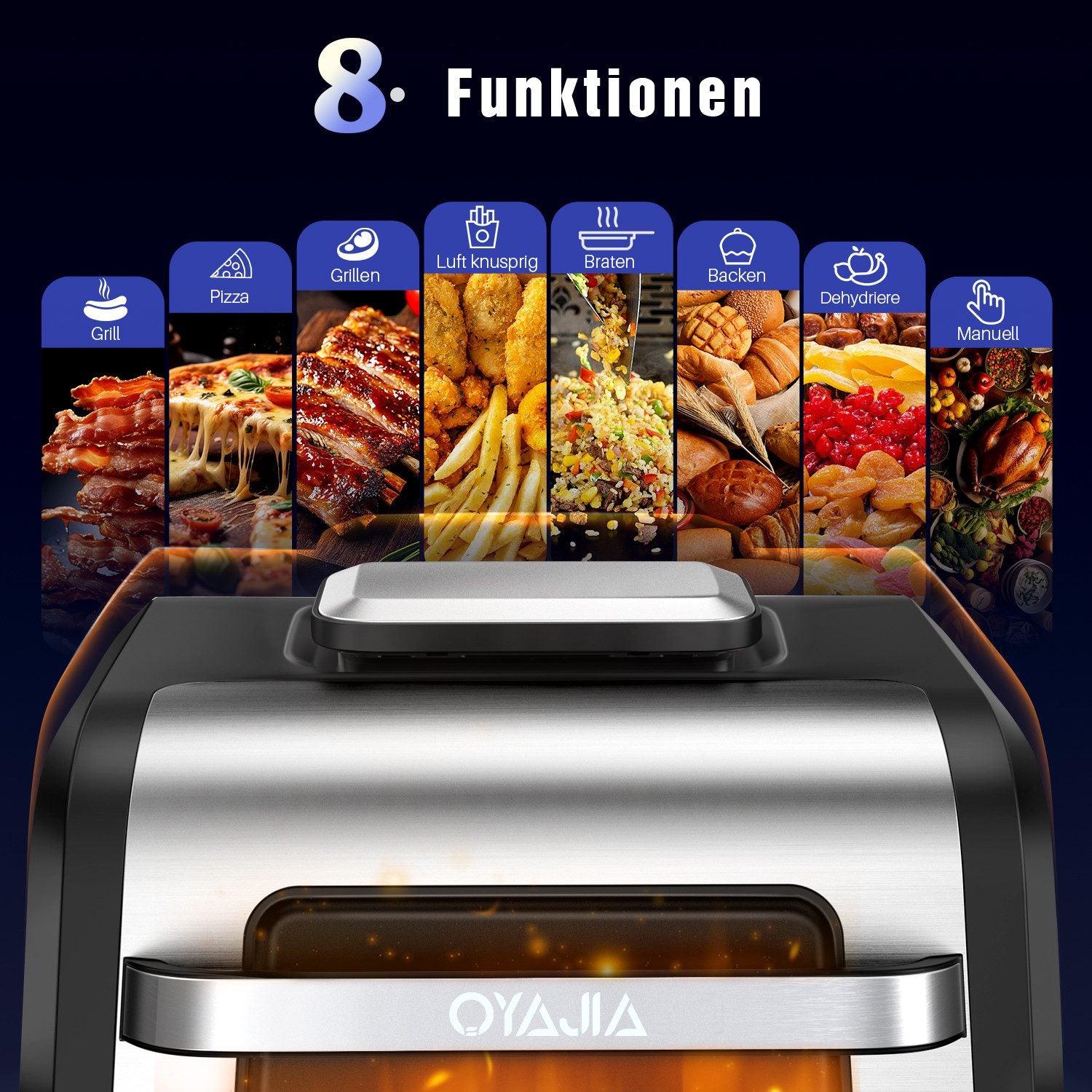 OYAJIA Heißluftfritteuse & Elektrogrill 2in1