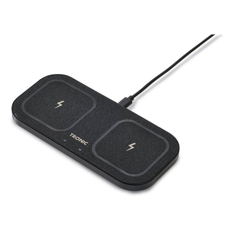 TRONIC® Ladepad QI Dual, mit Metallrahmen, inkl. 30 W Netzteil (schwarz) - Image 1